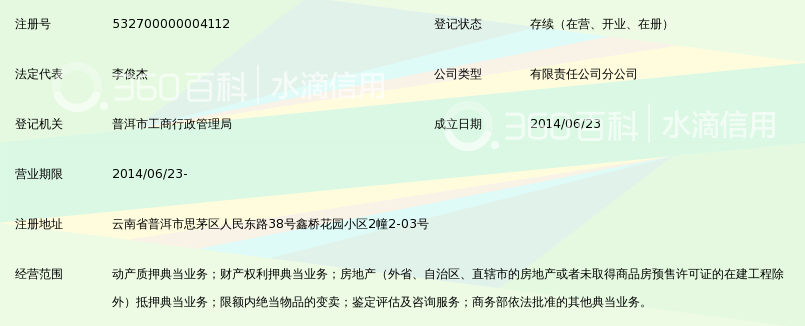 云南国信典当行有限公司普洱分公司_360百科