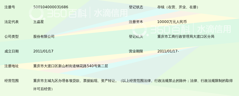 重庆市大渡口区同汇小额贷款股份有限公司