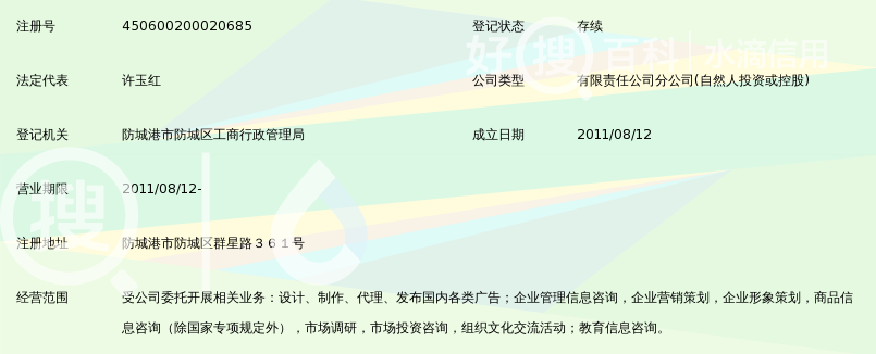 广西南宁商域广告有限公司防城港分公司